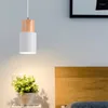 Kolye lambaları Nordic Yatak Odası Başucu Led Chandelier Tek Baş Silindirik Renk Işıkları Oturma Odası İç Dekor Asma Lamba