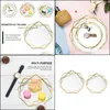 Bathroom Storage Organization 2Pcs Ins Nordic Golden Western Cake Dessert Plates Geometric Round Glass Plate Cosmetic Jewelry Tray D Dhocj