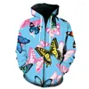 Męskie bluzy męskie bluzy męskie kreskówki Butterfly Autumn 3D zamek błyskawiczny Mężczyźni/kobiety bluzy Hoodshirt Hoodwear Wysokiej jakości męskie