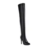 Boots Black Sexy Over The Knee Women High Heels Shoes Ladies Stretch Thigh Pointed Toe Leather Long Size43
