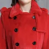 Trench da donna in pelliccia sintetica nerazzurra invernale lungo rosso marrone caldo spesso e soffice in pelliccia sintetica per donna doppio petto elegante moda britannica 220927