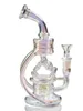 8.8inchs Recycler Dab Rigs Hookahs Thick Glass Water Bongs Smoke Pipe Percolator Oil Gravity Glass Bong With 14mm Bowl