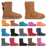 botines de invierno para mujer botas de diseñador para niña botas de nieve clásicas tobillo lazo corto mini piel negro castaño rosa Bowtie zapatos para mujer tamaño 4-13