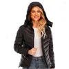 Women's Down Winter Jacket Women Lightweight Warm Puffer Coat Quilted Zipper Closure Waterproof Hooded With Side Pockets