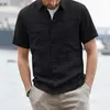 Chemises décontractées pour hommes Hauts d'été pour hommes Boutons d'absorption de la sueur à la mode Col rabattu Vêtement Chemise Hommes