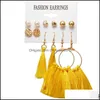 Cuelga la lámpara cuelga 6 pares pendientes de gota conjunto joyería moda mujer aleación geométrica bohemia estilo mti-color borlas 3476 q2 del dhf6c