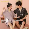 Slaapkleding voor heren Trendy Zomer Pyjama's Zachte katoenen heren en dameshuis Kleding Kawaii Bear Printing Pijama's Shorts Nightwear For Couple 220924