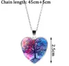 Tree of Life Necklaces For Women Glass Cabochon Heart shape plant Pendant Silver chains Fashion Jewelry Gift