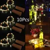 Strings 10Pcs 2M 20LED Wine Bottle String Lights Copper Wire Christmas Light Waterproof Fairy DIY Wedding Decoration Holiday Gift