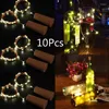 Strings 10pcs 2m 20LED Butelka do wina światła sznurka miedziana Świąteczna Świąteczna Wodoodporna Wróżka DIY Dekoracja świąteczna Wakacyjna