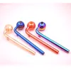 High Quality Glass Oil Burners Bong Water Pipes 14cm Curved OD 30mm Oil Bowl Colored Glass Balancer Smoking Pipes