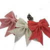 2 stks/set Strik Kerstversiering Bling Glitter Kerstboom Ornamenten Decor voor Thuis Winkel