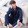 Męska odzież sutowa Summer Casual Striped Cotton Pajama Sets for Men Long Rleeve Długie spodnie Paja Pajama Męska odzież domowa Salon noszenia 220924