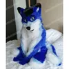 Halloween luxuoso royal azul husky mascote mascote de desenho animado traje de caráter traje de festa ao ar livre