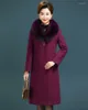 Women's Wool Elegant Mother Women Autumn Winter Woolen Coat Middle-aged Lady Wide Noble Trench Coats Plus Size Casual Overcoat F201