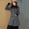 Women's Wool 2022 Women Autumn Winter Coats Fashion Suit Office Suit Woolen Top Barge Slim Slim Coat Ladies F260