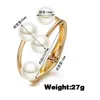 Vintage plaqué or blanc perle ouverte manchette bracelet personnalisé large bracelets pour femme dames esthétique nouveau luxe fête de mariage bijoux de mariée bijoux cadeaux