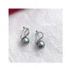 22092507 Diamondbox - Pearl Jewelry örhängen Öronklipp Sterling 925 Silver 9-10 mm Tahitisk svart klassisk rund enkel presentidé