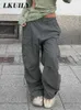 Pantalons Femmes Capris Vintage Cargo Pantalon Baggy Jeans Femmes Mode 90s Streetwear Poches Salopette ArmyGreen Taille Haute Lâche Y2k Denim Pantalon T220926