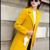 Frauenwolle mit angehender Wolljacke Frauen mittenlang koreanischer Mod Spring und Herbst 2022 Dicker Mantel Frau Pink Yellow 1108