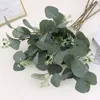 Dekorativa blommor falska eukalyptus l￤mnar konstgjorda gr￶na v￤xter sovrum dekor br￶llop arrangemang kransar