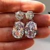 Red Zircon Stone Water Drop Stud Earrings for Women Fashion Crystal Bridal Wedding Jewelry Will and Sandy