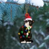 2022 Juldekorationer akryl dubbla sidor tryckande hängen jultomten trädträd hänge 5x8 cm kattko får hemfest gåvor till familjevänner med luft A12