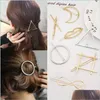 Hårklipp Barrettes Promotion Trendy Vintage Circle Lip Moon Triangle Hair Pin Clip Hairpin Pretty Womens Girls Metal Jewelry Acces Dhzej