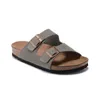 Designer Slides Women Flat Sandals Summer Cork Men Slippers Nubuck Leather Buckle Strap Beach Shoes Size 35-46