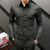 Camicie eleganti da uomo 2022 Uomo Primavera Autunno Slim Fit Manica lunga Business Abbigliamento formale Camicette Casual maschile O800