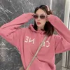 Kvinnors hoodies tr￶jor tidigt h￶st begr￤nsad rouge rosa hooded