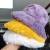 Stingy Brim Hats Winter Bucket Felt Imitation Mink for Girl Autumn and Fashion Fur Panama Hip Hop Cap 220927