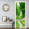 Bakgrundsbilder 3D D￶rrklisterm￤rken Mural Wallpaper Forest Path Flowers Bedroom Living Room Sticker Wall Home Decoration Poster PO Tapety