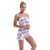 Kvinnors träningsdräkter Kvinnor Summer Butterfly Print Outfit Sweet Suit Active Wear Two Piece Set Tracksuit stropplös rörskörd topp hög midja