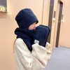 Scarves Solid Color Beanie Fashion Scarf Hat Glove 3 Piece Women Winter Warm Soft Thickening Pocket Hats Hooded 220927