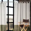 カーテンカラーブロックウィンドウリネンドレープトリートロッドポケットベッドルームリビングルームの素朴なパネル農家の装飾TJ7721
