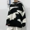 Herentruien Zazomde Herfst Winter Men Sweater Zwart Wit Block Jacquard Streetwear Men Tie Dye Casual pullover Harajuku High Street Top 220926