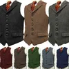 Mens Vests Mens Wool Tweed Slim Fit Leisure Cotton Bourgogne Vest Gentleman HerringBone Business Brown Waistcoat Blazer For Wedding Groom 220927