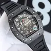 Białe włókno węglowe męskie zegarek Szwajcarski automatyczny ruch czarny szafir szafir