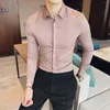 Men's Dress Shirts 2022 Fashion Spring Autumn Cotton Long Sleeve Shirt Solid Slim Fit Male Social Casual Business Korea Style D264