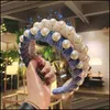 Opaski naśladujące Pearl Women Hair Hoop Opaski głowowe Pure Color Veet Lady Wide Fashion Ręka ręka kręta Mticolor Drop dostarczenie 20 Dhhn4