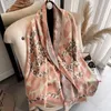 Scarves Doublesided Plum Blossom Scarf Women Winter Warm Cashmere Shawl Printing Soft Thin Blanket Holiday Gifts1334555
