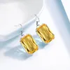 Dangle Earrings Silver for Women Real 925 Sterling Yellow Crystals Drop Vintage Big Party Fine Jewelry Gift