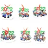 2022 Santa Claus Elk Snowman Christmas ornament Family of 1-7 pendants Home Decoration DIY Name Hard Resin Christmas Tree Decorations Pandemic