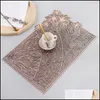 Mats Pads 1/2/4/6pcs Placemats Set PVC Hollow para mesa de jantar Dinter Decoração Handsable Gold Drop Individual Drop 2021 Gar Dhtko