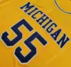 Mitch 2020 New NCAA Michigan Wolverines Maglie 55 Eli Brooks College Basketball Jersey Giallo Taglia Giovani Adulti