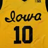 MITCH 2020 NEW NCAA COLLEGE IOWA HAWKEYES JERSEYS 10 WIESKAMPバスケットボールジャージーイエローオールステッチ