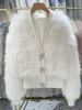 Women Fur Faux Ladies Luxury Natural Jacket V Szyj