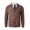 Men's Sweaters Shawl Collar Cardigan Slim Fit Cable Knit Button up Merino wool with Pockets 220927