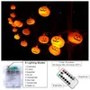 Halloween-Kürbis-LED-Lichterkette, 20 LEDs, 9,84 Fuß, 8 Modi, Timer, wasserdicht, orangefarbene Jack-O-Laterne, USB, batteriebetrieben, dekoratives funkelndes Licht, Innen- und Außendekoration